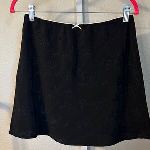 All in Favor Black‎ A-Line Skirt with Subtle Floral Pattern